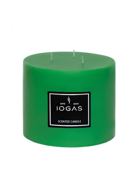 БЛОГ СВЕЩ  ТРИ ФИТИЛА С АРОМАТ БОР ЗЕЛЕНО 14х15см