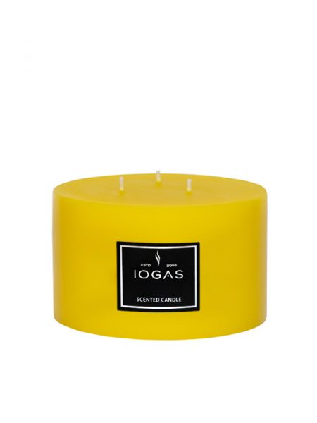 БЛОГ СВЕЩ ТРИ ФИТИЛА С  АРОМАТ ЛИМОН ЖЪЛТО 14х10см