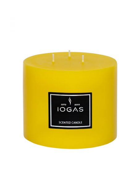 БЛОГ СВЕЩ  ТРИ ФИТИЛА С АРОМАТ ЛИМОН ЖЪЛТО 14х15см