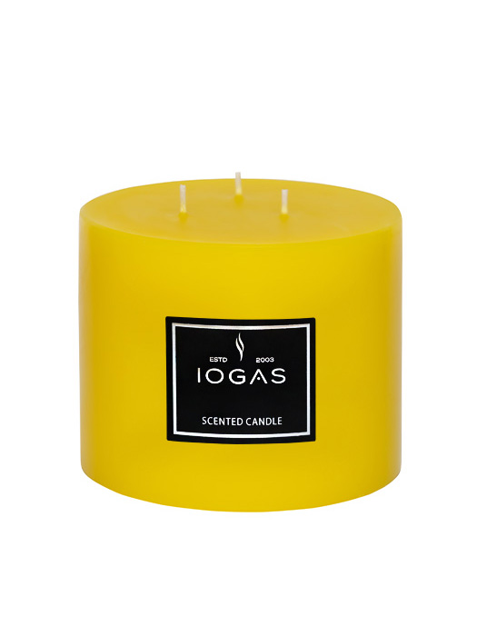 БЛОГ СВЕЩ  ТРИ ФИТИЛА С АРОМАТ ЛИМОН ЖЪЛТО 14х15см