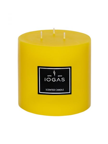 БЛОГ СВЕЩ ТРИ ФИТИЛА С АРОМАТ ЛИМОН ЖЪЛТО 14х20см