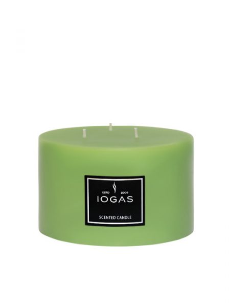 БЛОГ СВЕЩ ТРИ ФИТИЛА С  АРОМАТ ЗЕЛЕНА ЯБЪЛКА СВЕТЛО ЗЕЛЕНО 14х10см