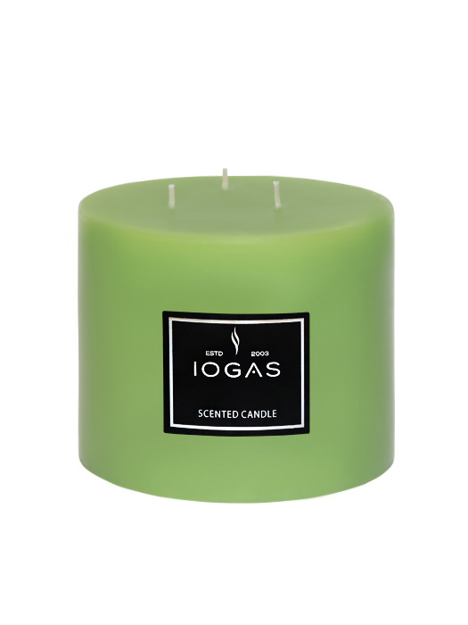 БЛОГ СВЕЩ  ТРИ ФИТИЛА С АРОМАТ ЗЕЛЕНА ЯБЪЛКА СВЕТЛО ЗЕЛЕНО 14х15см