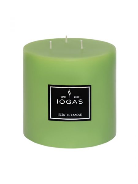 БЛОГ СВЕЩ ТРИ ФИТИЛА С АРОМАТ ЗЕЛЕНА ЯБЪЛКА СВЕТЛО ЗЕЛЕНО 14х20см