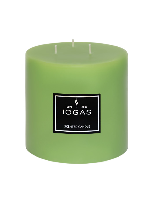 БЛОГ СВЕЩ ТРИ ФИТИЛА С АРОМАТ ЗЕЛЕНА ЯБЪЛКА СВЕТЛО ЗЕЛЕНО 14х20см